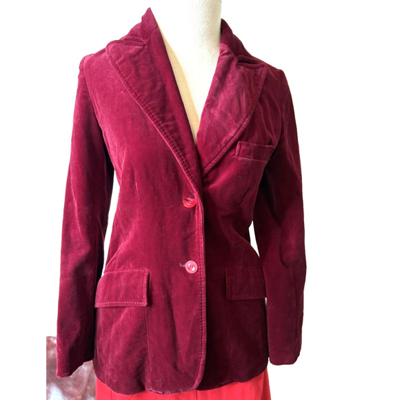 Vtg Oleg Cassini Designer Womens Red Velvet Jacket Holiday Black Tie Lined XS/S* - Picture 11 of 11